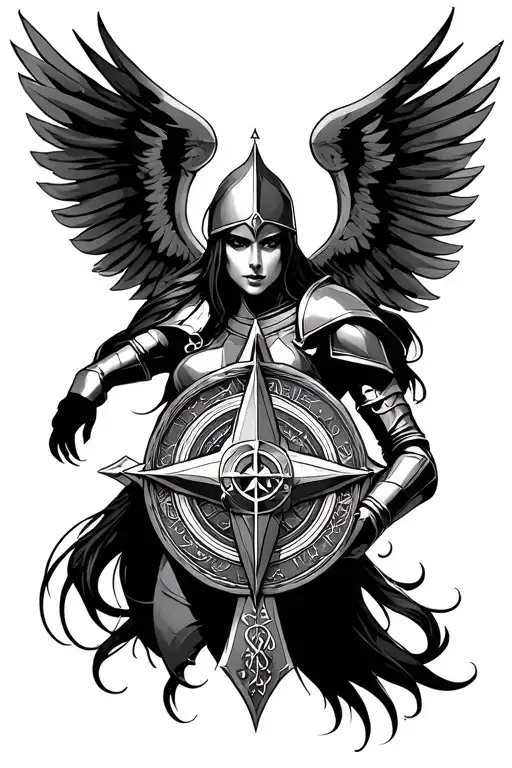 Realism Female Crusader Centered Infront Of Talisman