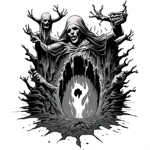 Souls Escaping A Pit From Hell