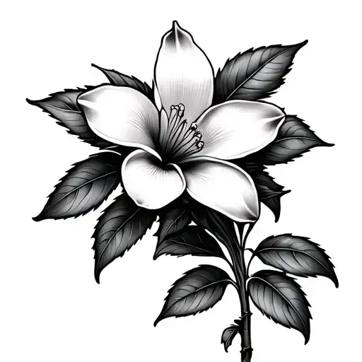 A Single Frangipannier Flower With Leaves