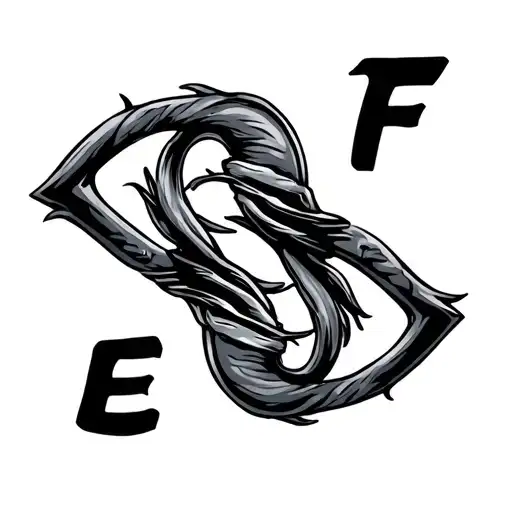 Two Fishing Hooks With One F Above
