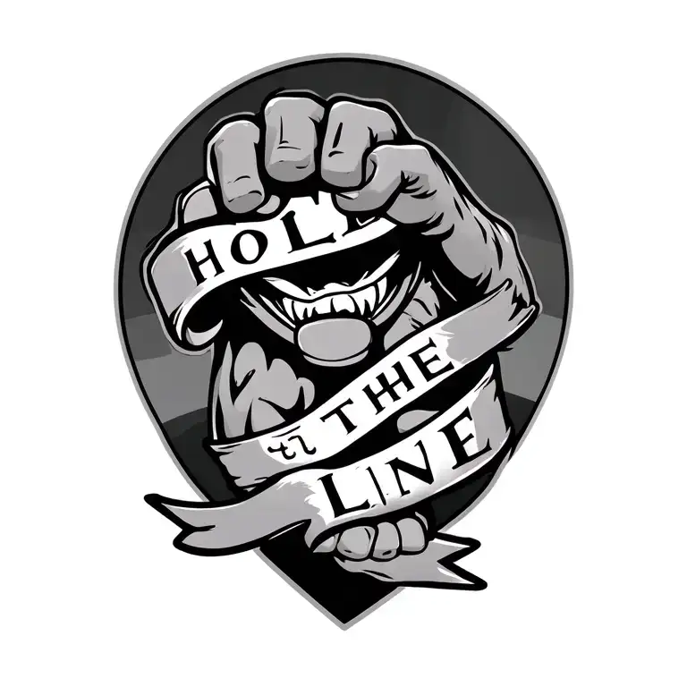 Knuckles With Banner With Phrase Hold The Line