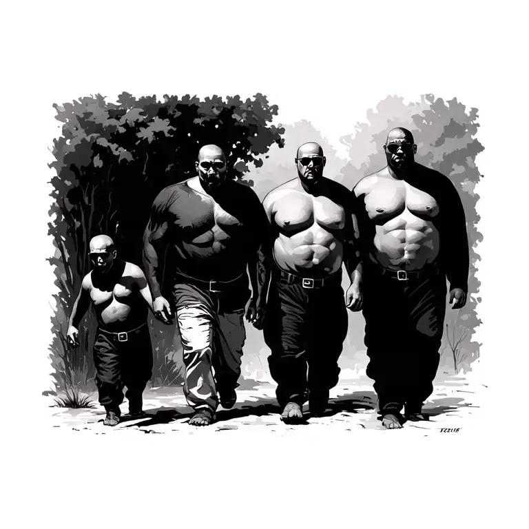 Blind Leading The Blind One Father And 2 Sons Walking Big Chest Piece With Fillers