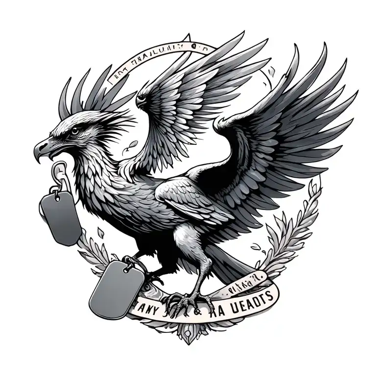Phoenix Bird With Military Dog Tag