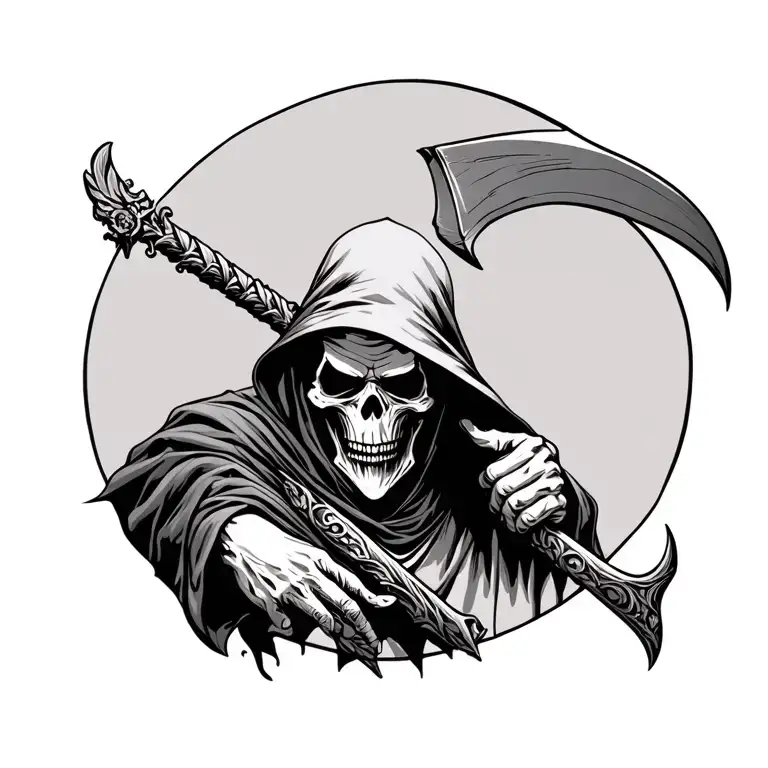 Grim Reaper With Scythe And The Face Of The Grim Reaper From The Ban Disturbed