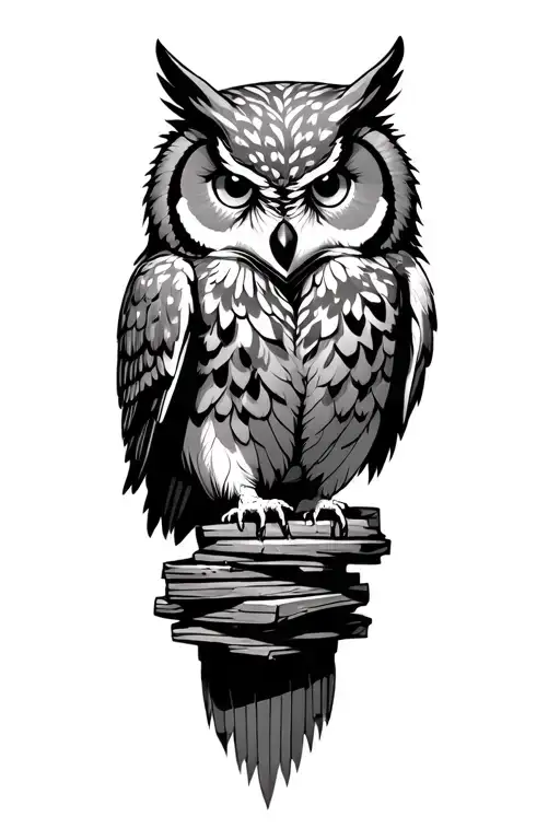 Wolf Owl Perched Atop A Stack