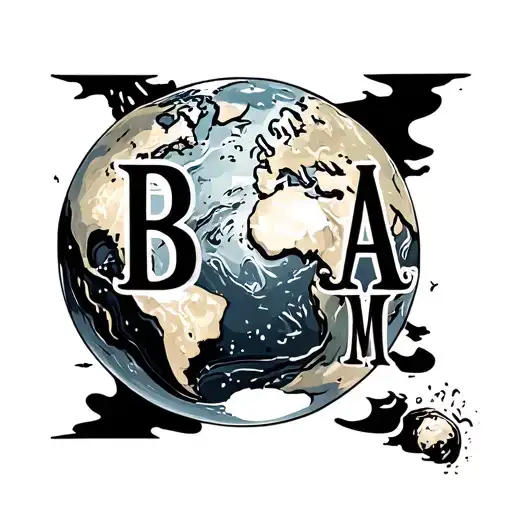 Planet Earth With Letters B In The Pacific Ocean And The Letters A And M In The Atlantic Ocean