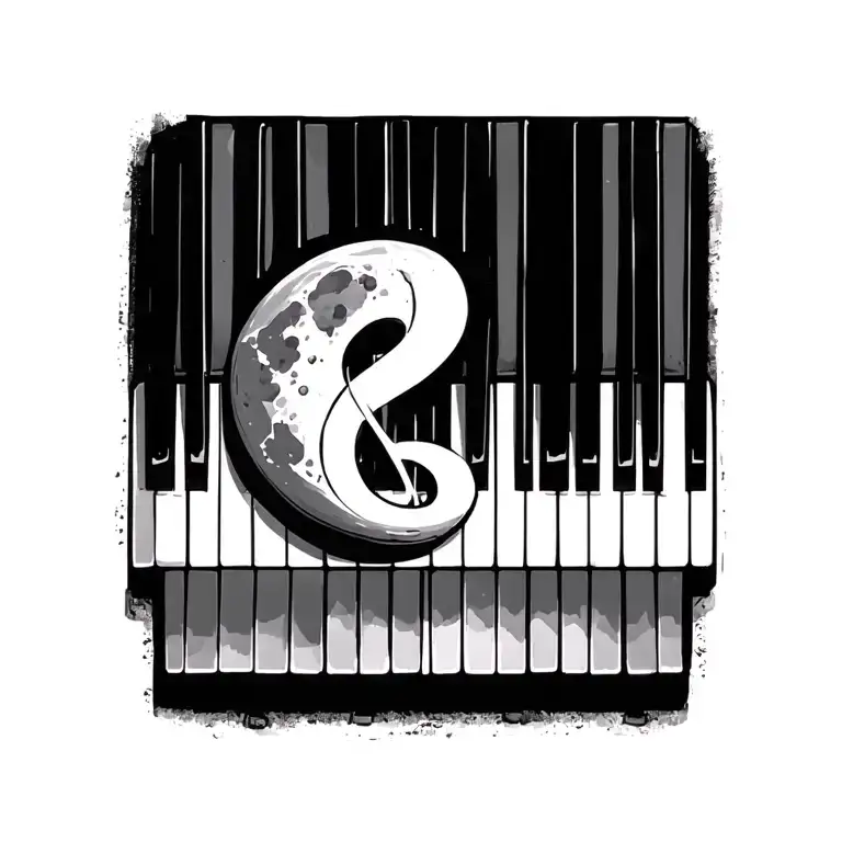 Waning Moon Treble Clef Piano Keys