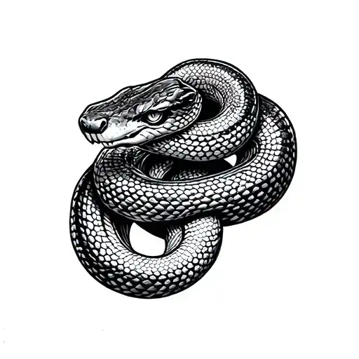 Snake Wrapping Up Left Arm From Elbow To Shoulder