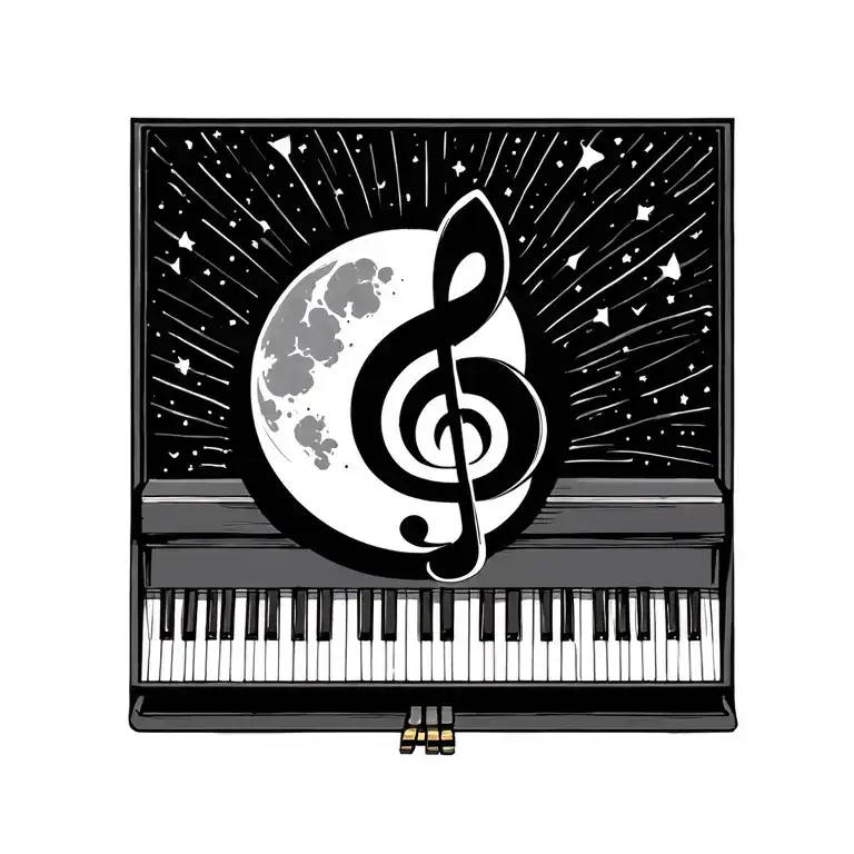 Waning Moon Treble Clef Piano Keys