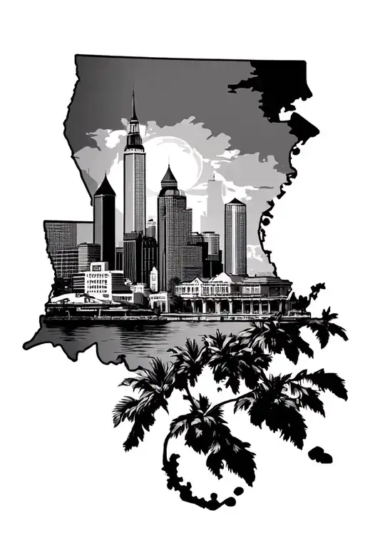 State Of Louisiana With New Orleans Skyline Inside