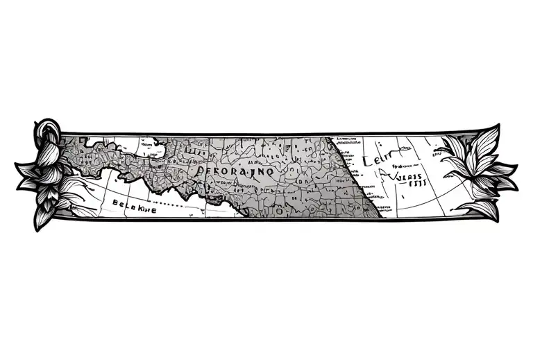 Handband Tattoo With Belize Map Outline