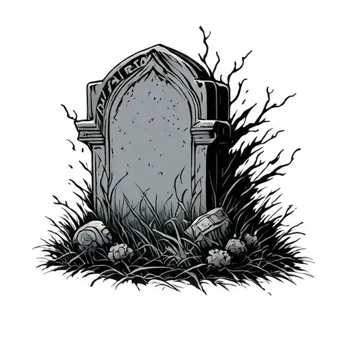 A Tombstone Partially Engulfed My Moorland