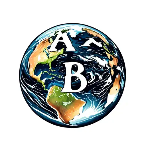 Earth With Letter B Making Up The Pacific Ocean And Letters A And M Making Up The Atlantic Ocean
