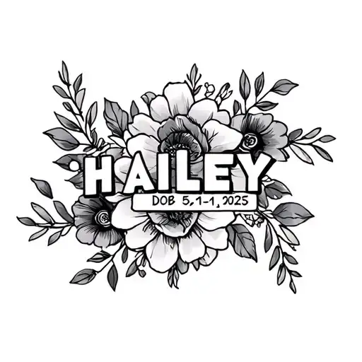 Bold Floral Hailey Name With Dob 05-11-2025