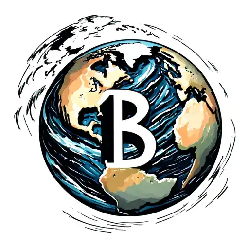 Planet Earth With Letter B Hidden In Pacific Ocean And Letters A And M Hidden In Atlantic Ovean