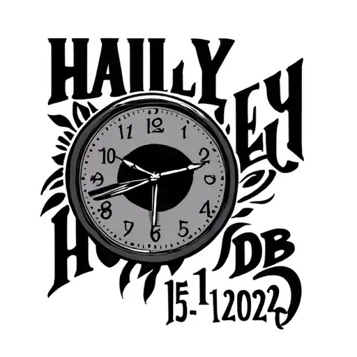 Bold Clock Hailey Name With Dob 05-11-2025