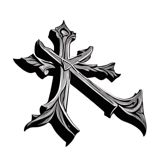 Ornate Christian Cross Symbol Royalty