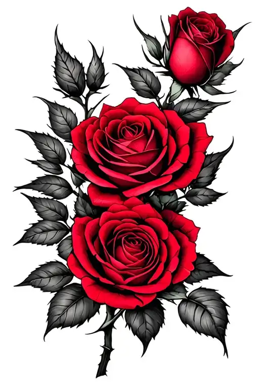 Rosetera Of Roses With Thorns With The Colors Red And Old Old
