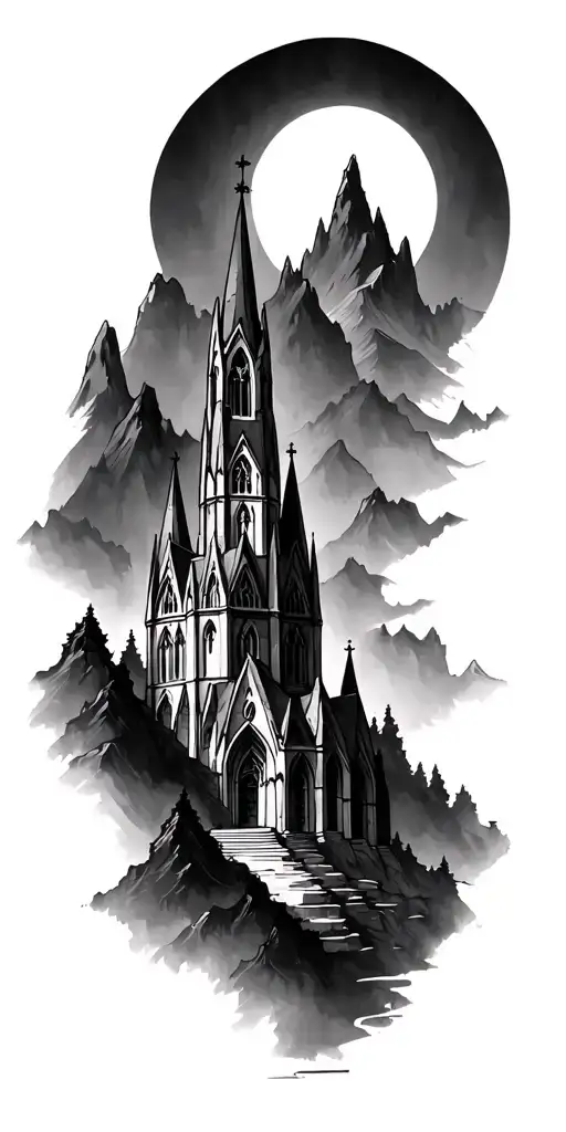 Gothic Cathedral Church In The Mountains