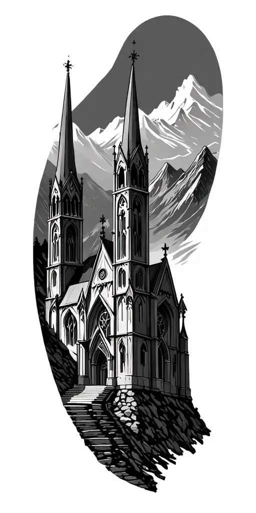 Gothic Cathedral Church In The Mountains