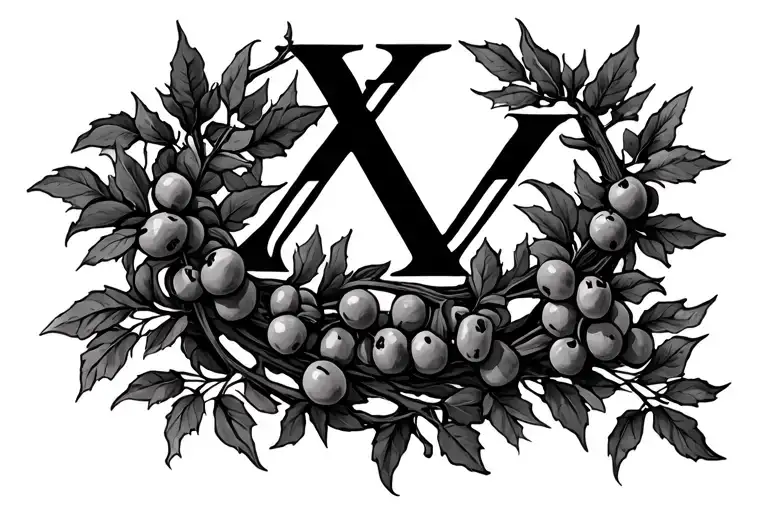 Roman Numerals Intertwined With Olive Vines Growing