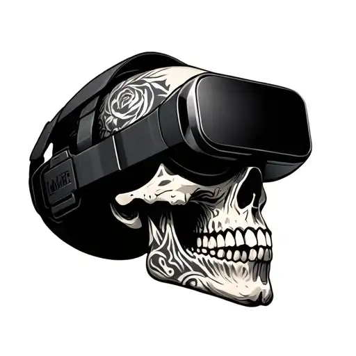 Vr Headset On Skull Wearing