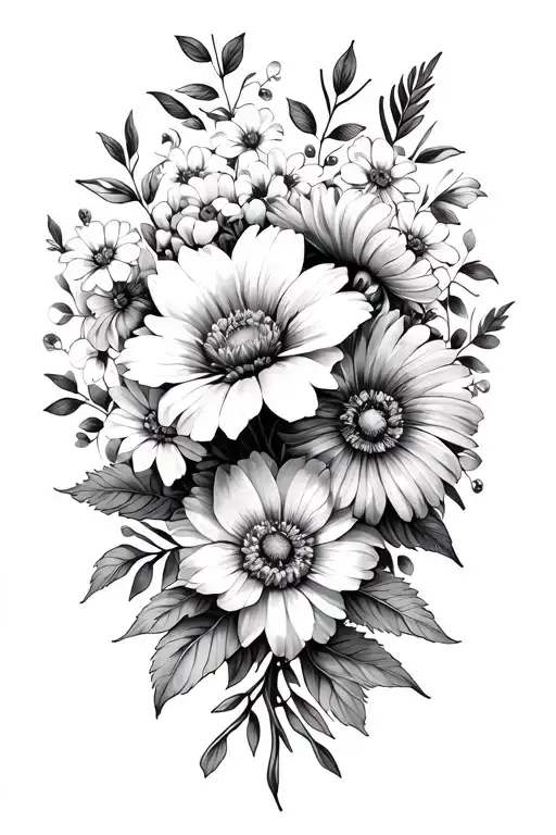 May July September November Birth Flowers Bouquet On Upper Arm