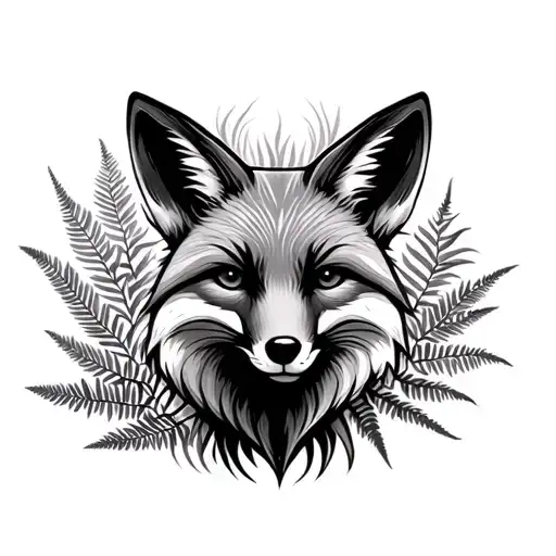 Make A Fox Head With A Fern In The Backround