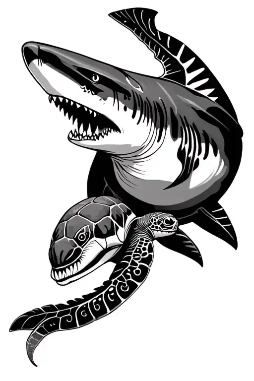 Maori Shark With Turtle