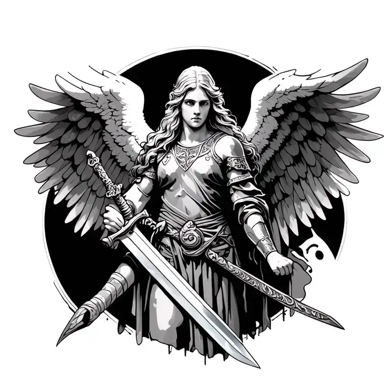 Protector Angel Holding A Sword