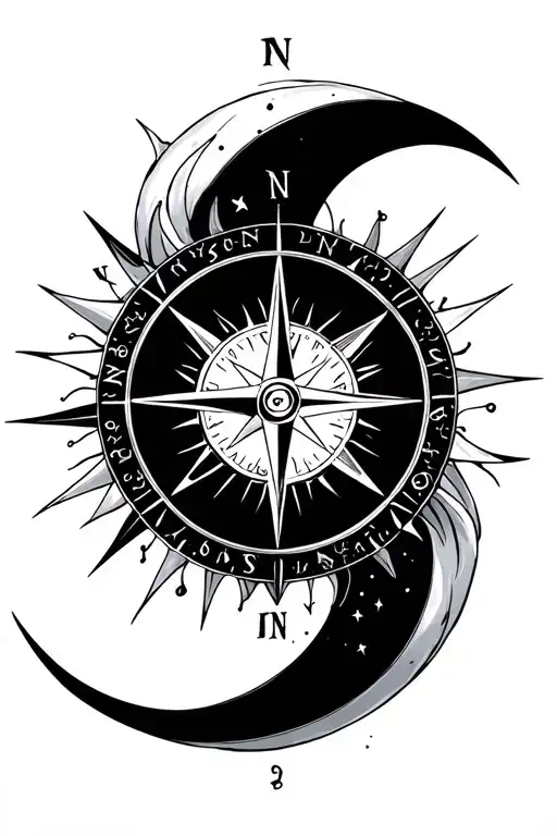 Sun And Moon Compass Rose