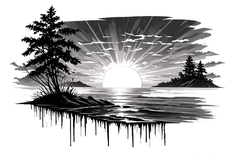 Fiery Sunset Background Black And White