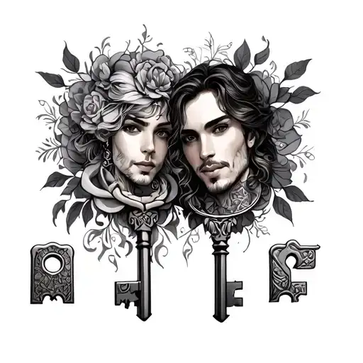 Lockand Key Tattoo Couple Seperate