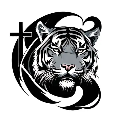 Tiger And Cross Intertwined