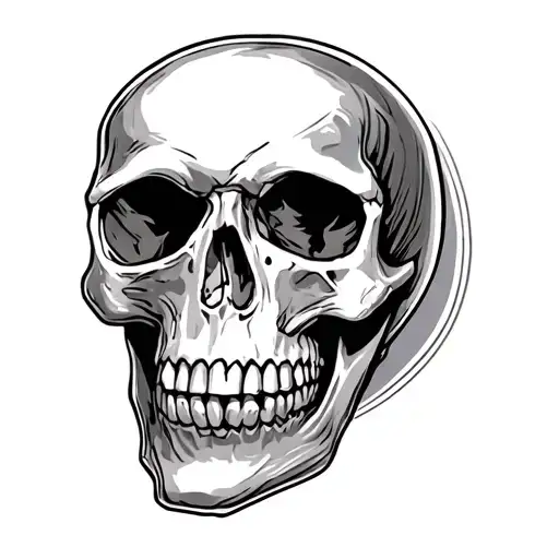 Skull With B And T Etched Into It