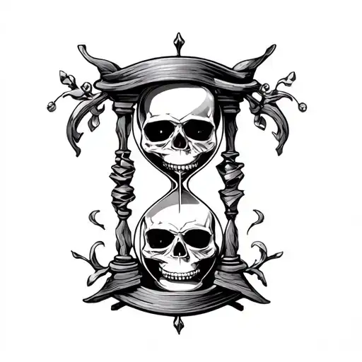 Gothic Hourglass With A Skull