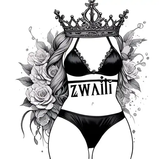 Bikini Line Written Zwaii With A Crown Made