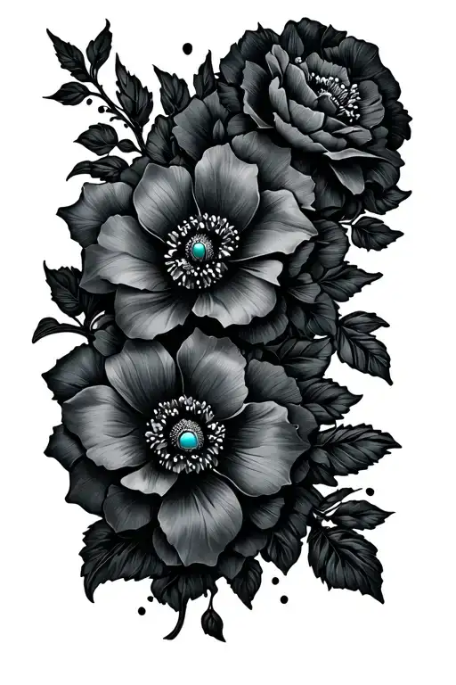 Arm Sleeve Tooled Leather And Flowers With Torquise