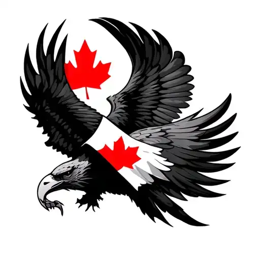 Polish Eagle With Canadian Flag Intertwined