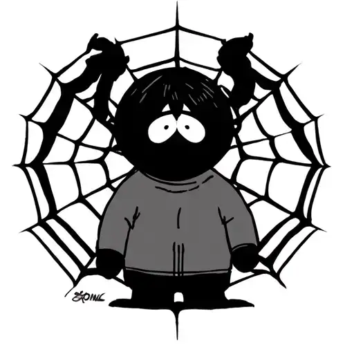 Kenny From The South Park With A Web Behind Her Back