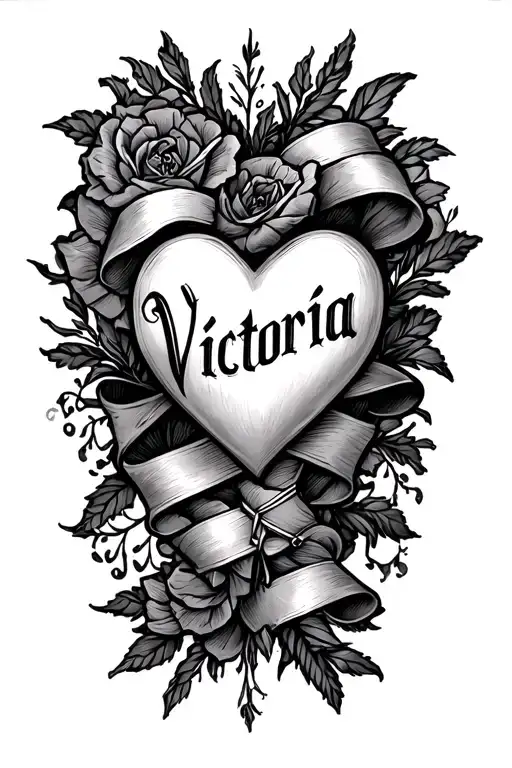 Victoria Name With Bandage Heart