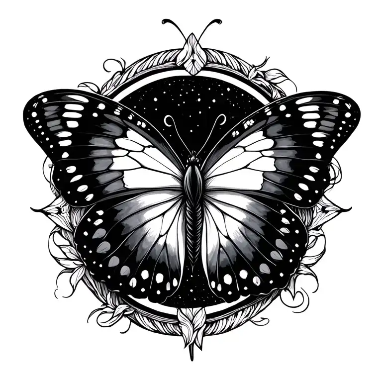 Witchy Moon Cycle Butterfly Tattoo idea