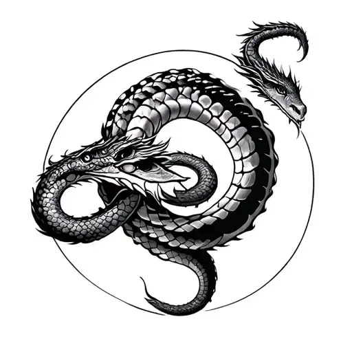 Dragondoing Circular Motions Like A Snake On Leg Tattoo With Some Space For Knee