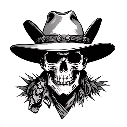 Male Mexican Chorro Outlaw Skull Cowboy
