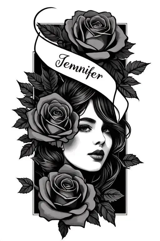 The Name Jennifer With Roses Intertwined