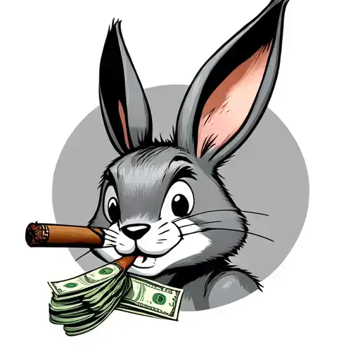Bugs Bunny With Cigar In His Mouth And Counting Cash