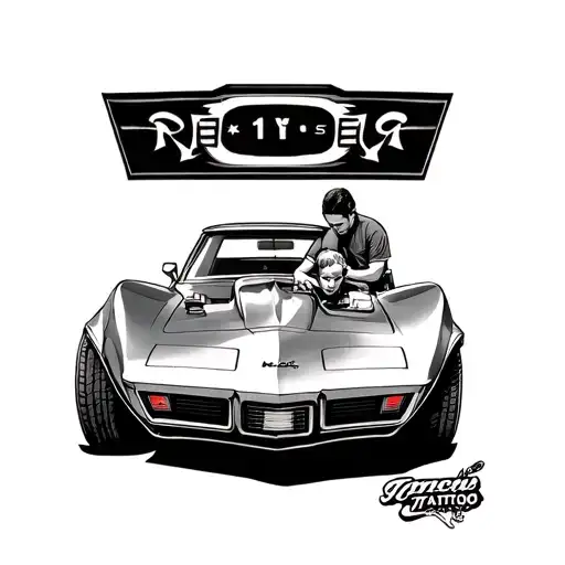 Father And Son Working On 1970 Corvette