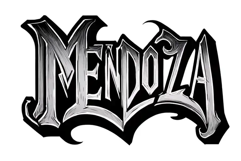 The Word Mendoza In Old English Font Surrounded