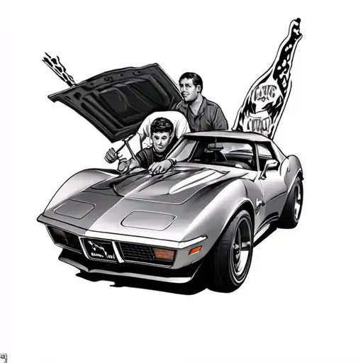 Father And Son Working On 1970 Corvette Driving Side