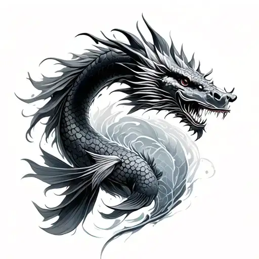 Carpa Koi Fish Transforming Into A Dragon